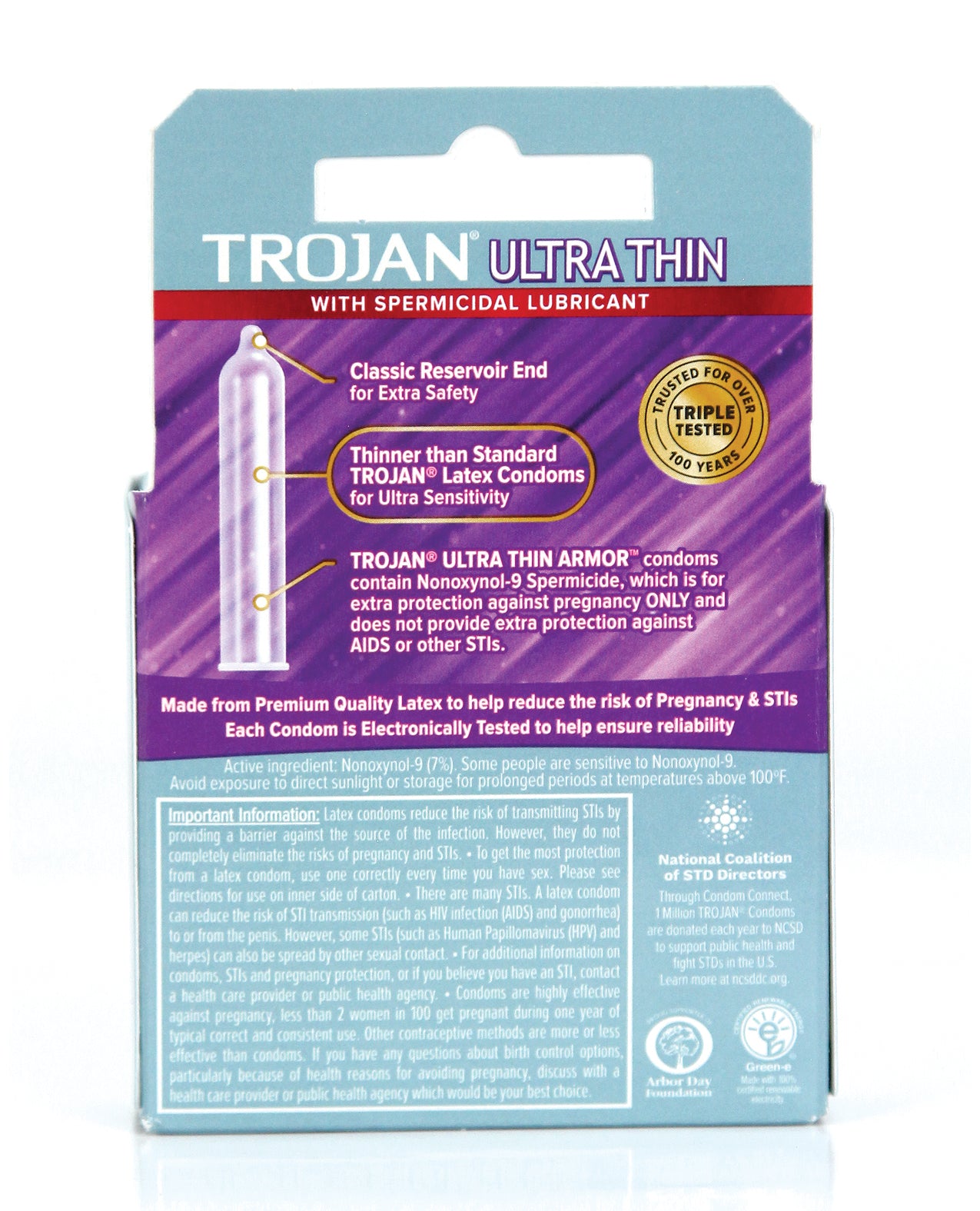 Trojan Ultra Thin Armor Spermicidal - Box of 3