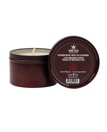 Earthly Body Suntouched Hemp Candle - 6 oz Round Tin Kashmir Musk