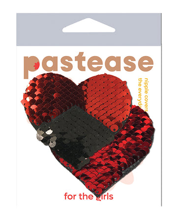 Pastease Color Changing Flip Sequins Hearts - Red/Black O/S