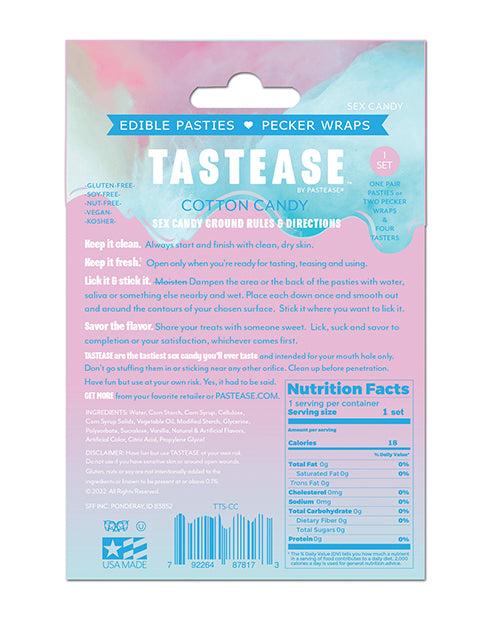 Pastease Tastease Edible Pasties & Pecker Wraps - Cotton Candy O/S