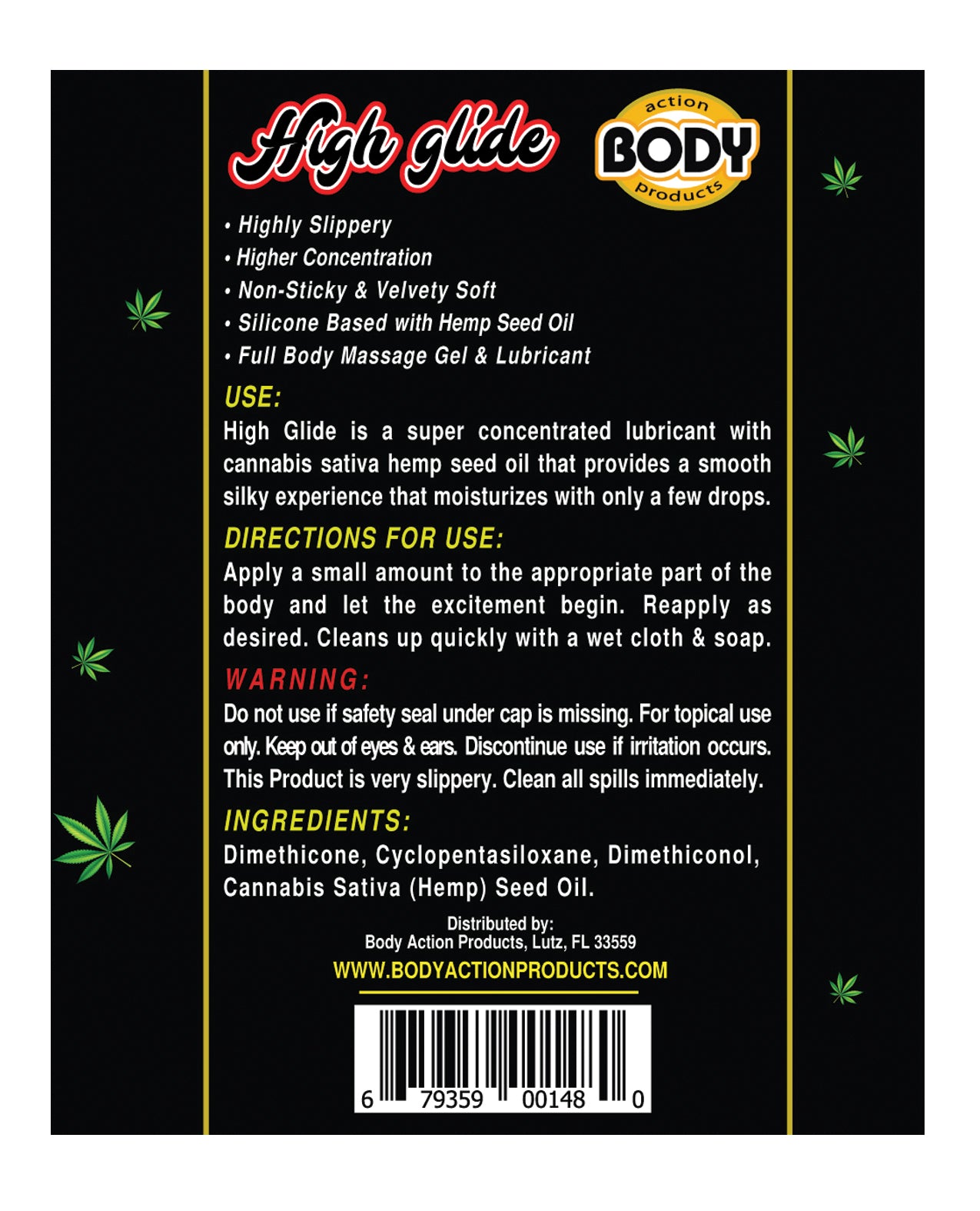 High Glide Erotic Lubricant - 2.3 oz Bottle