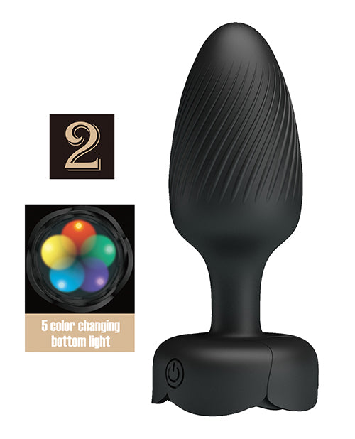 Pretty Love Varian Large Butt Plug w/Multi Color Bottom Light - Black