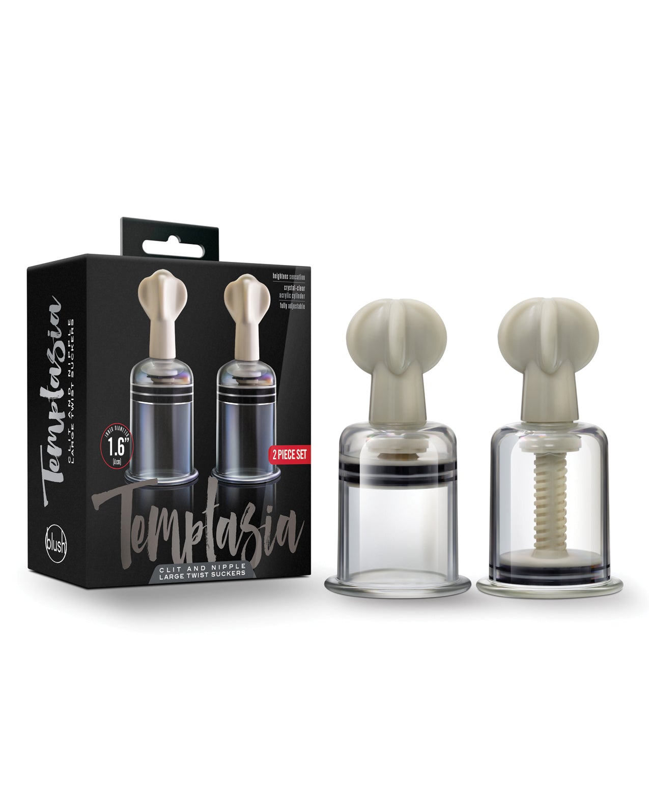 Blush Temptasia Clit & Nipple Large Twist Suckers - Clear Set of 2