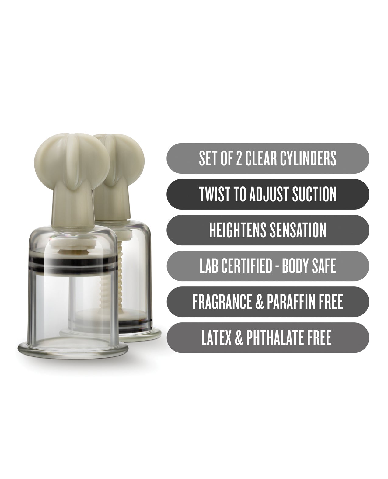 Blush Temptasia Clit & Nipple Large Twist Suckers - Clear Set of 2