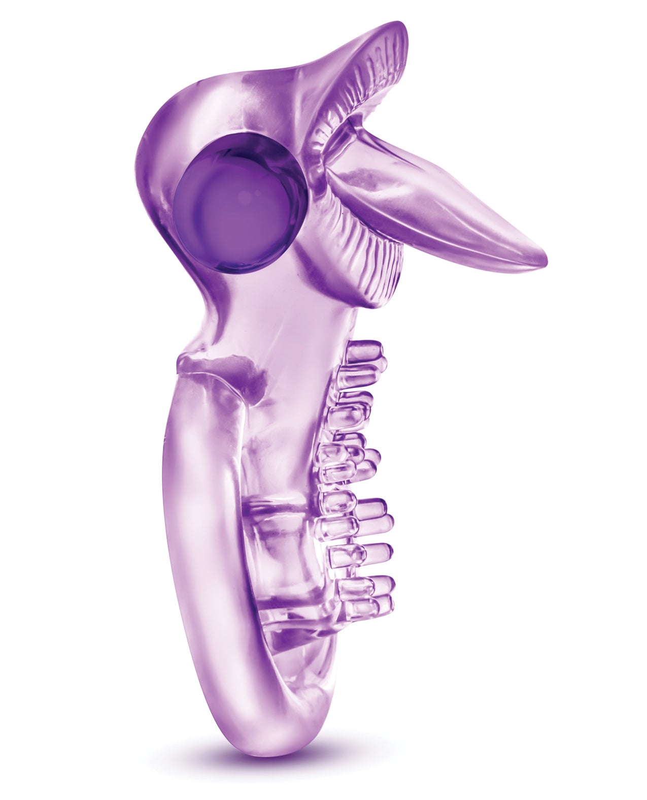 Blush Play With Me Lick it Vibrating Double Strap Cockring - Purple