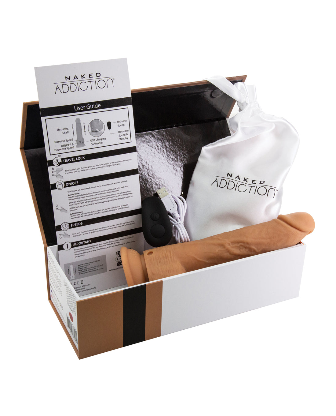 Naked Addiction 9" Thrusting Dong w/Remote - Caramel