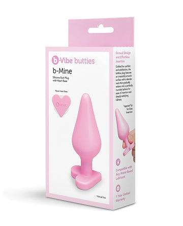 B-Mine Butties - Silicone Butt Plug with Heart Base - Pink