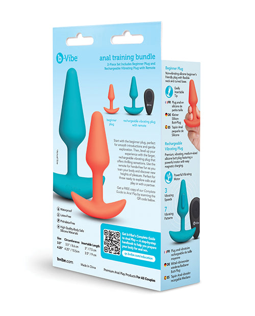 Anal Training Bundle 2-Piece Set Includes Beginner Plug & Rechargeable Vibrating Plug w/Remote