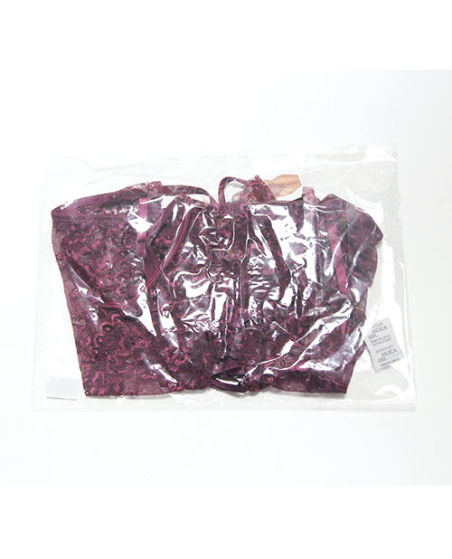 Scallop Stretch Lace Teddy w/Underwire Cups - Mauve Plum O/S