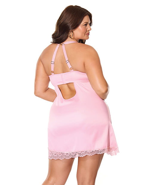 Kissed by Satin Underwire Chemise - Pink 1X/2X