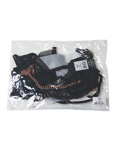 Pleasure Collection Feline Fatale Bra & G-String 2 pc Set - Black QN