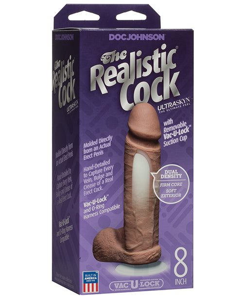 Realistic 8" ULTRASKYN Cock w/Balls - Brown