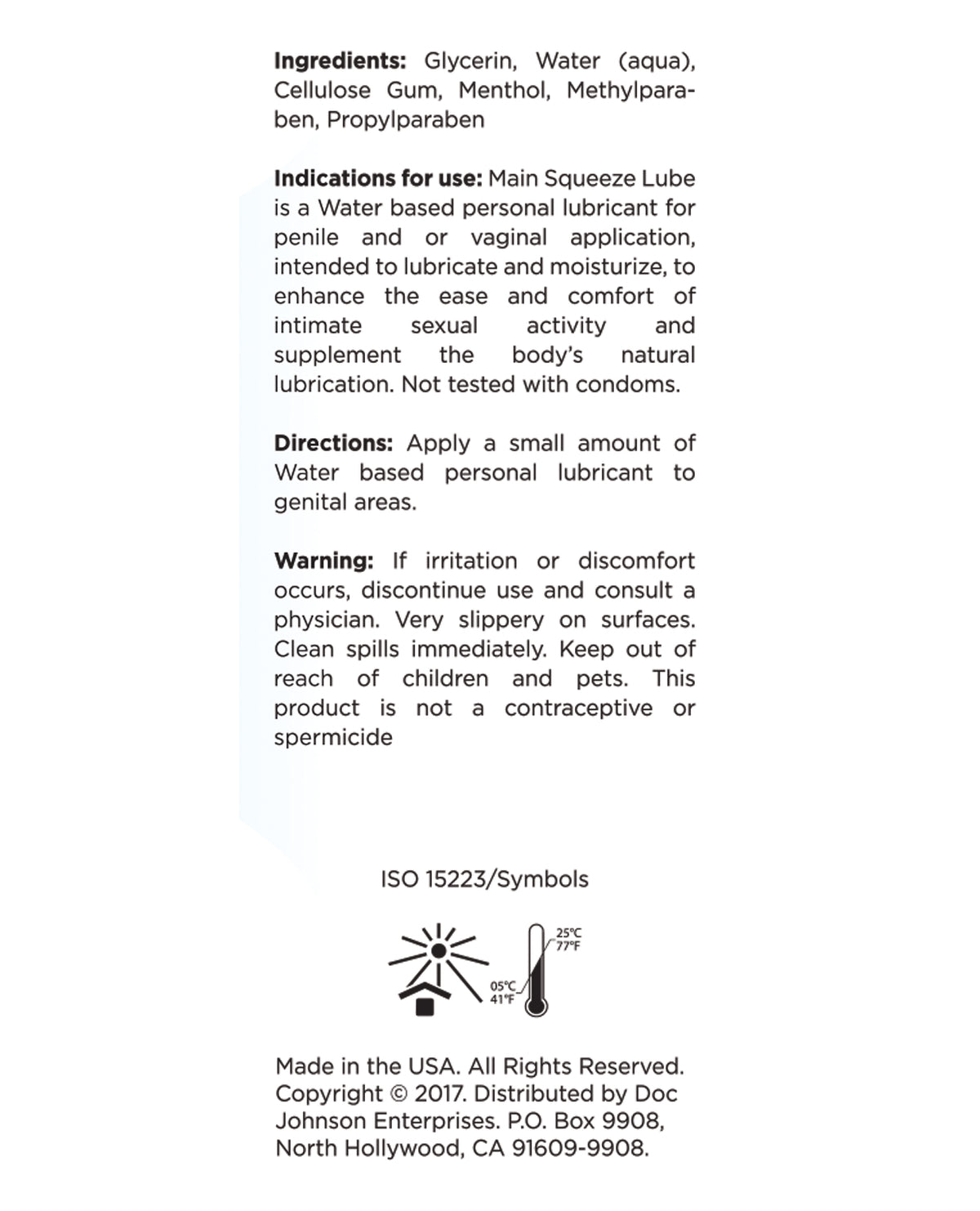 Main Squeeze Cooling/Tingling Water-Based Lubricant - 3.4 oz