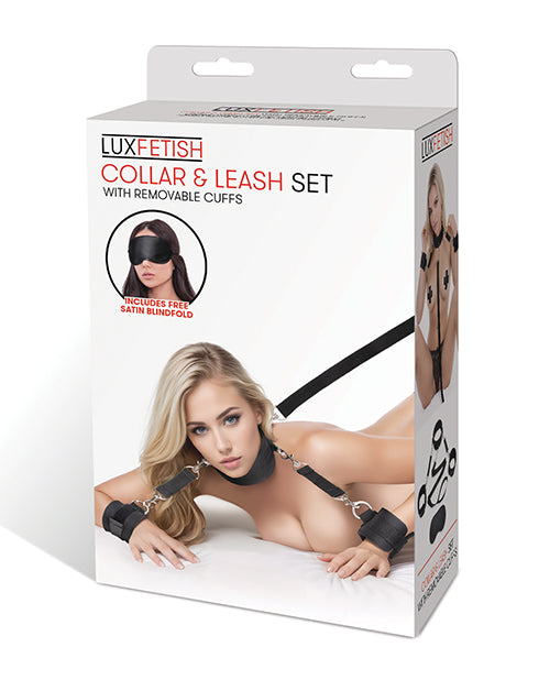 Lux Fetish Collar & Leash Set w/Removeable Cuffs