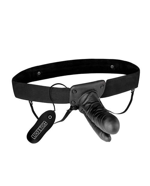 Lux Fetish Unisex Vibrating Hollow Double Penetration Strap On Dildo