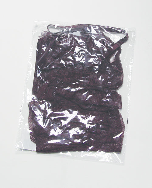 Anna Eyelash Lace Cami Top w/Thong 2 pc Set - Merlot SM