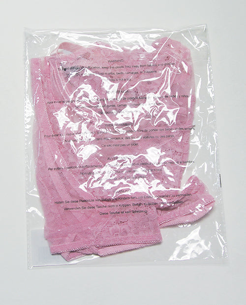 Julia Lace & Dotted Mesh Cami Top w/Thong 2 pc Set - Baby Pink LG