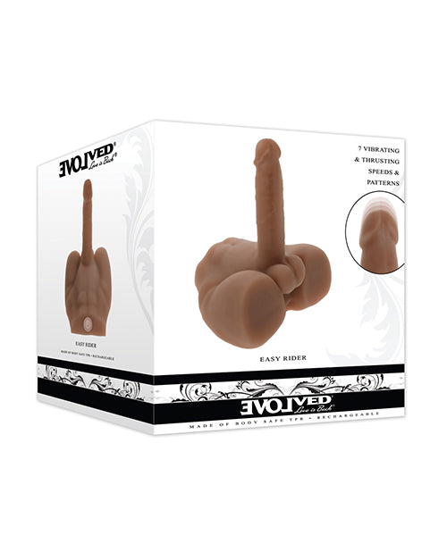 NO ETA Evolved Easy Rider Thrusting & Vibrating Life-Like Dildo - Dark