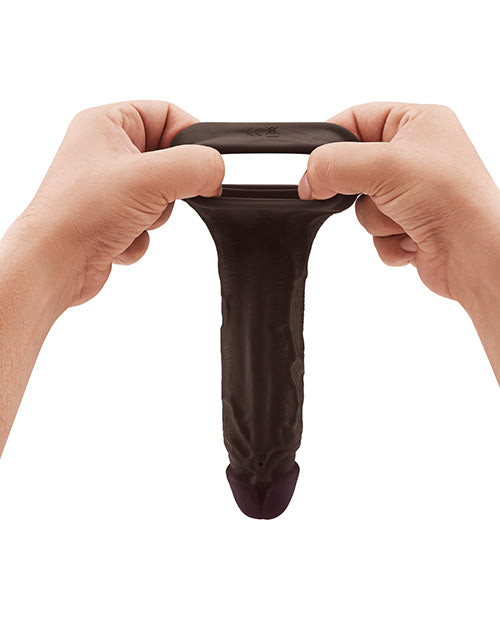 Shaft Flexskin Liquid Silicone 8.8" Vibrating Sheath - Mahogany
