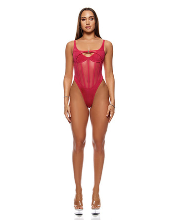 Layers To This Mesh and Knit Teddy - Pink MD