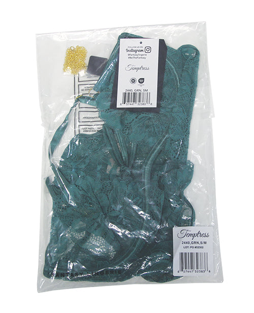 Temptress Aerin Lace Teddy w/Removable Chain - Green M/L