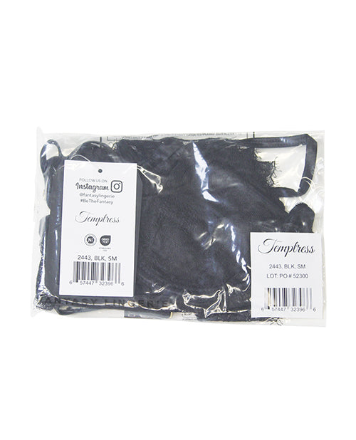 Temptress Vivienne Swiss Dot Mesh and Lace Bra w/Panty 2 pc Set - Black L/XL