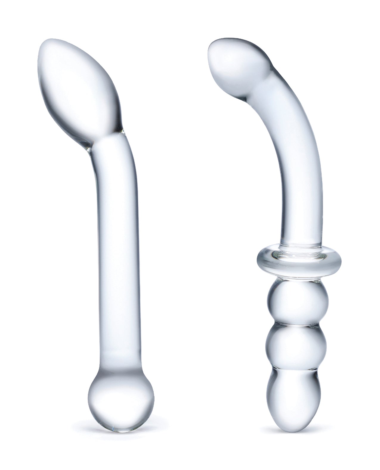 Glas 2 pc G-Spot Pleasure Glass Dildo Set - Clear