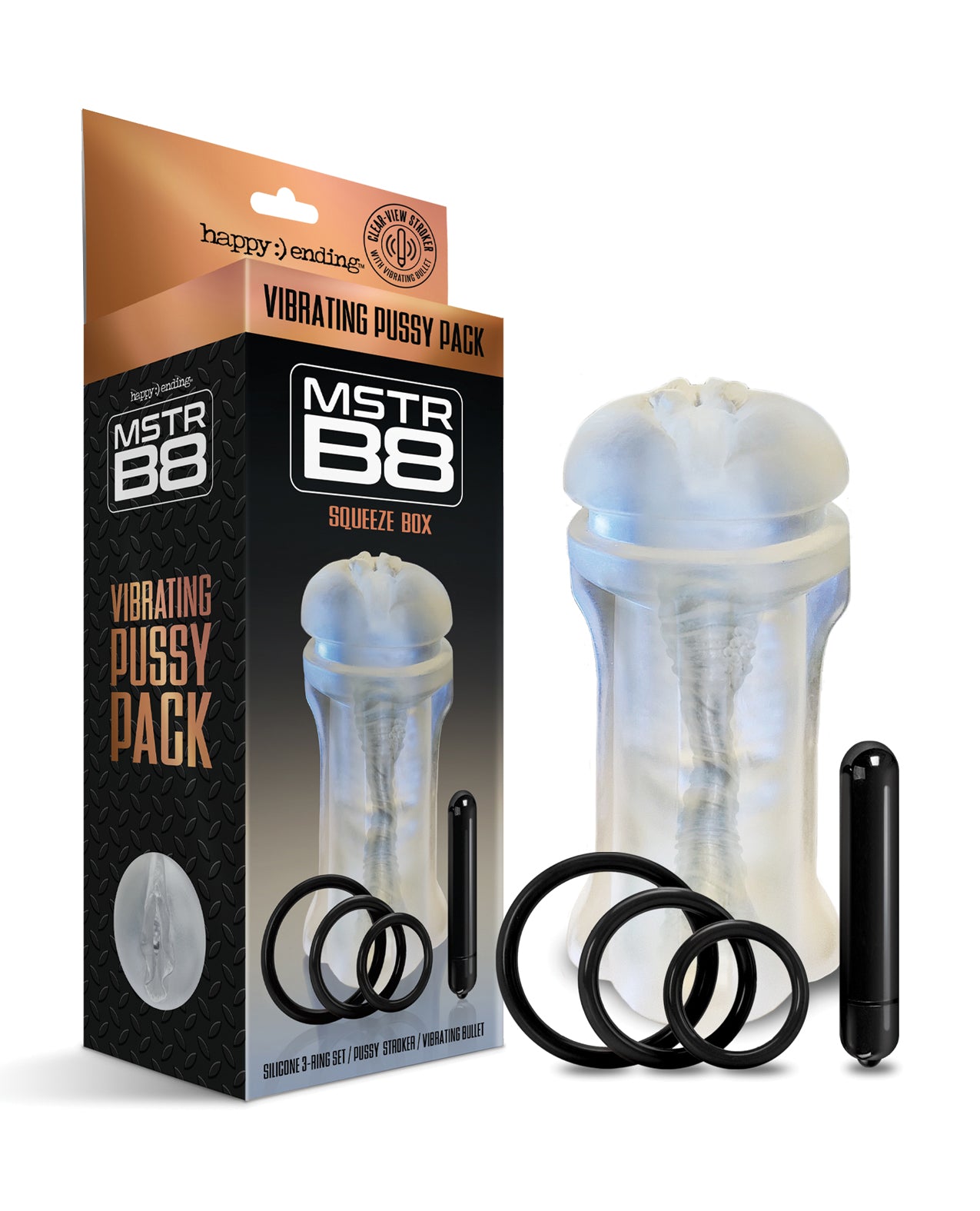 MSTR B8 Squeeze Box Vibrating Pussy Pack - Kit of 5 Clear