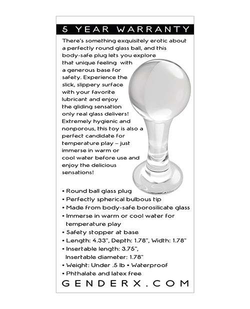 Gender X The Baller Glass Plug - Clear