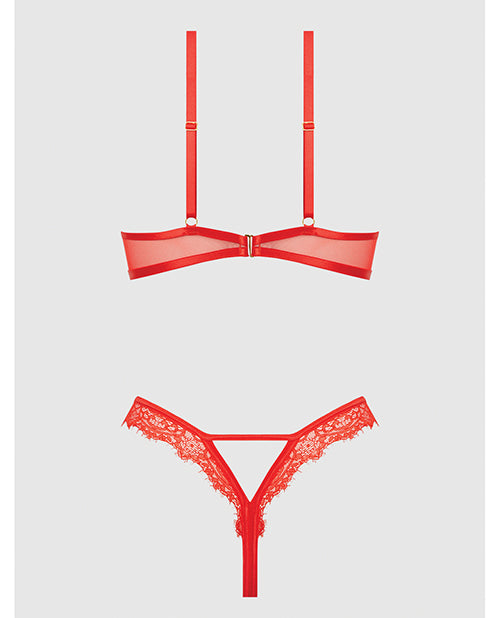 Nadia Lace & Mesh Cutout Teddy - Grenadine Dark Orange XL
