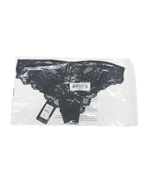 Bella Lace Up Tanga Panty w/Jewel Detail - Black 1X/2X