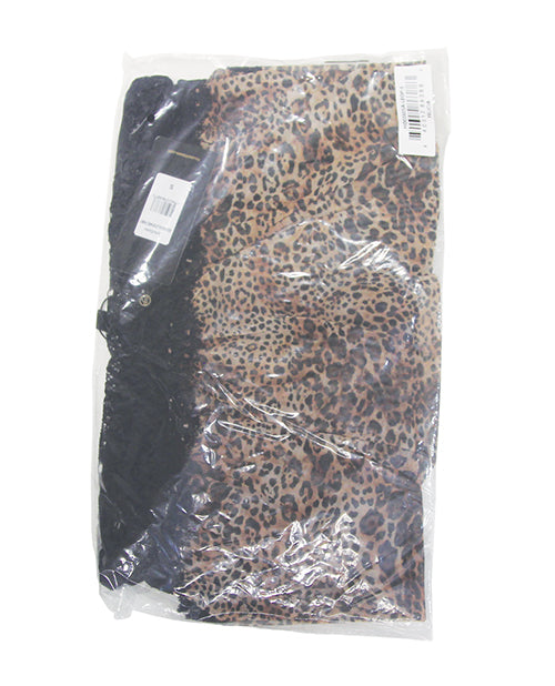 Felicia Mesh and Lace Babydoll w/G-String 2 pc Set - Leopard SM