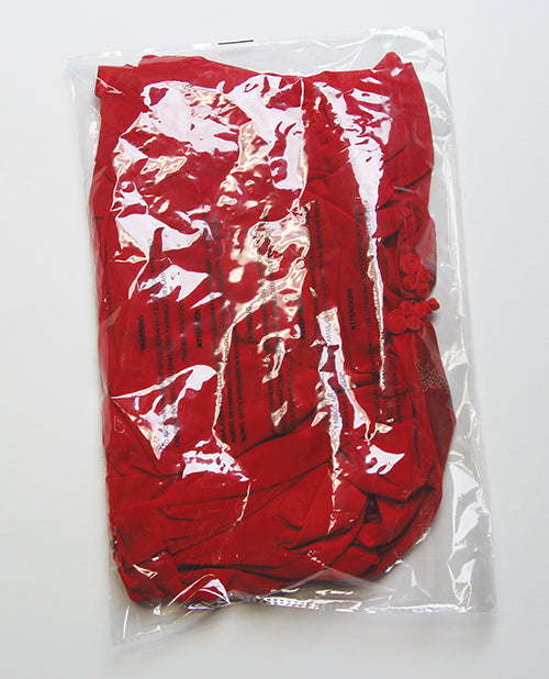 Dragon Sheer Mesh Robe w/Satin Triangle Top & G-String 3 pc Set - Red 3X/4X