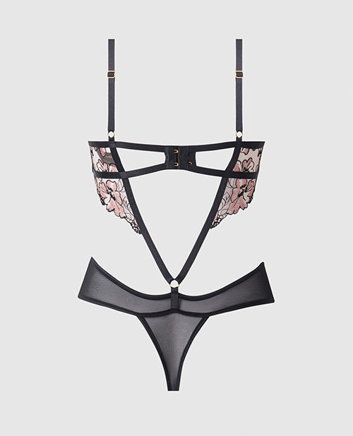 Nova Lace Teddy w/Garters - Black 3X/4X
