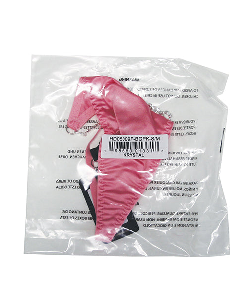 Krystal Side Rhinestone G-String - Pink L/XL