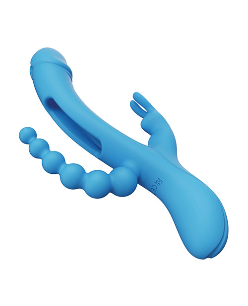 Trilux Kinky Finger Rabbit Vibrator w/Anal Beads - Blue
