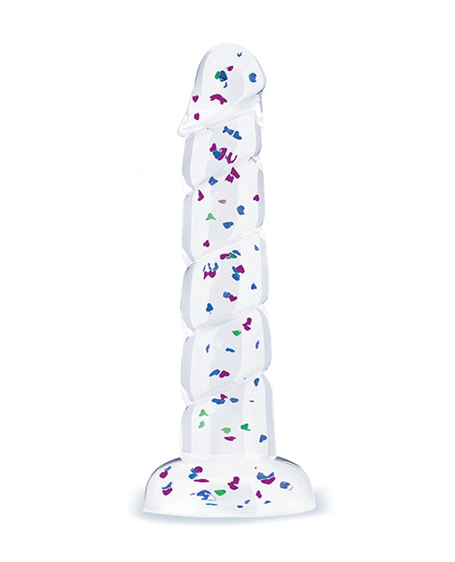 Glittergasm 7.5" Swirls Dildo - Blue/Purple/Violet