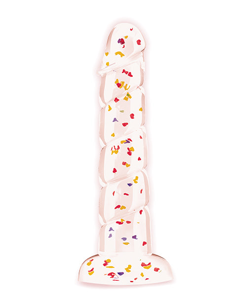 Glittergasm 7.5" Swirls Dildo - Red/Gold/Orange