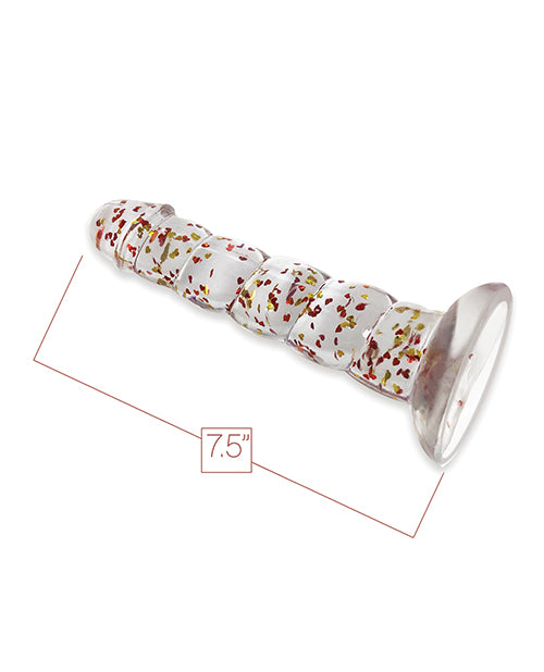 Glittergasm 7.5" Swirls Dildo - Red/Gold/Orange