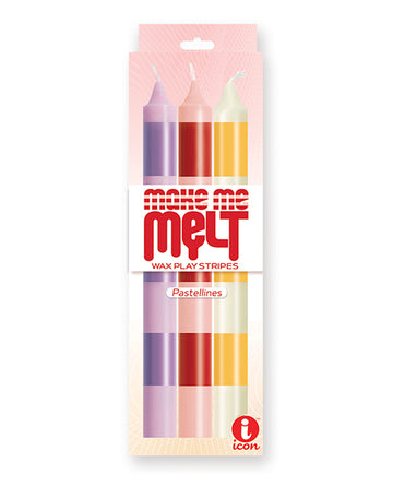 The 9's Make Me Melt Sensual Warm Drip Candles - Pastellines Stripes Pack of 3