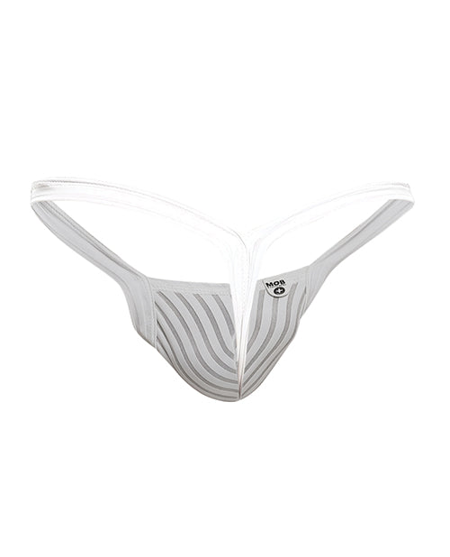 Male Basics Y Buns Thong White Sheer XL