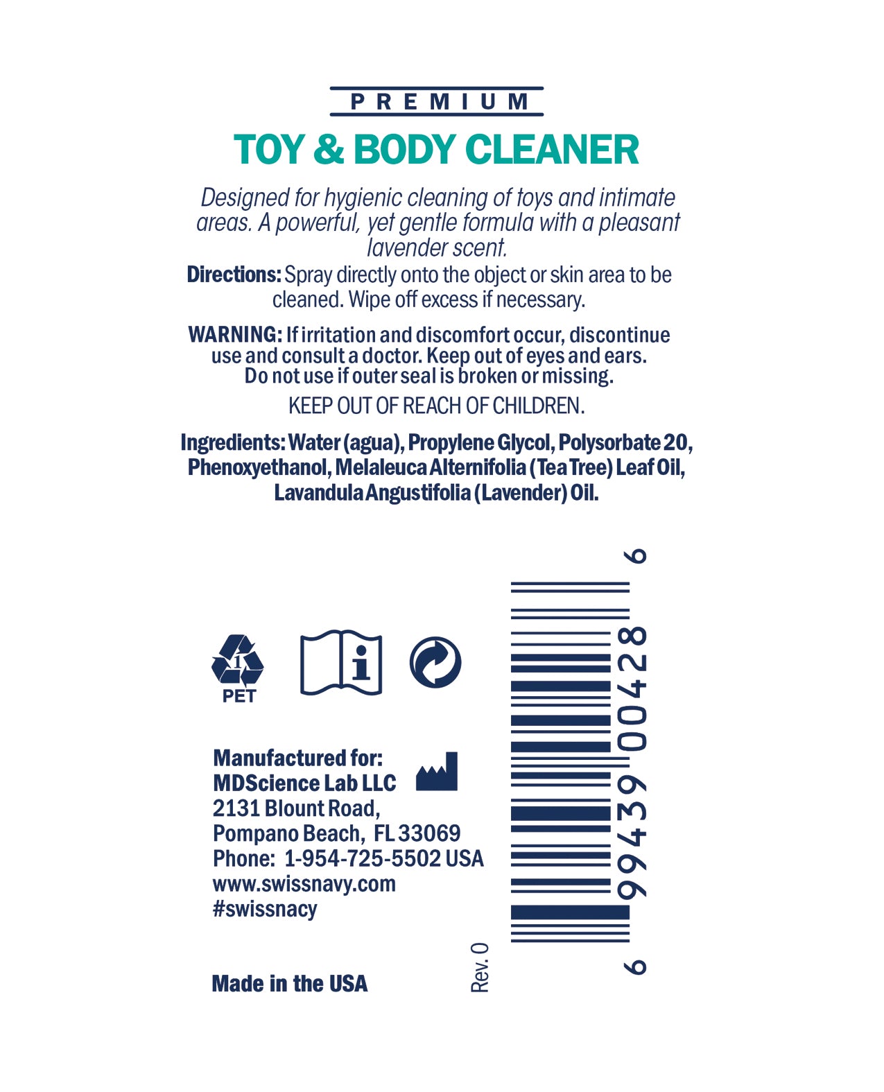 Swiss Navy Toy & Body Cleaner - 1 oz