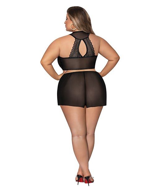 modern-romance-tie-front-halter-tap-pant-black-2x image