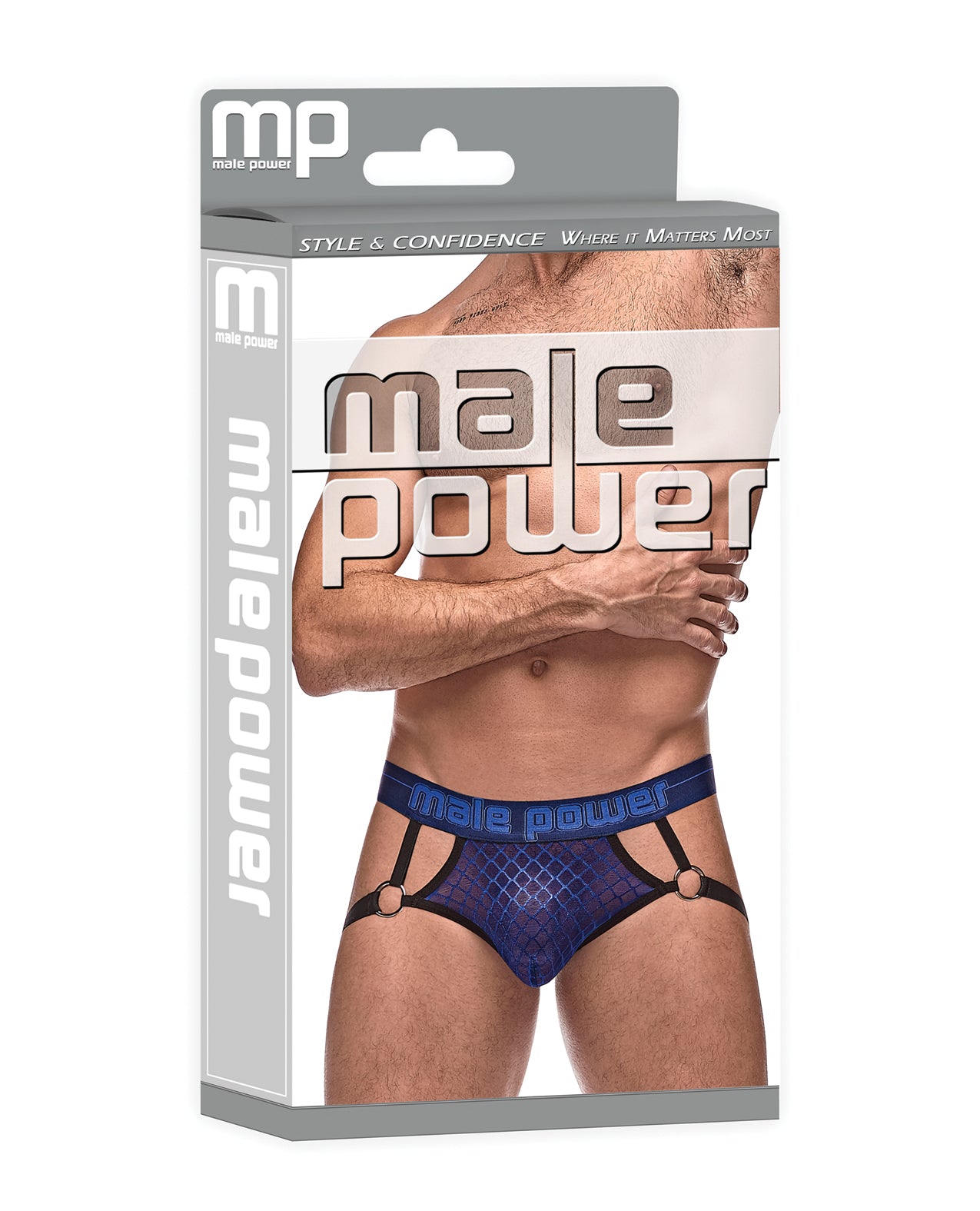 Diamond Mesh Jock Ring Blue L/XL