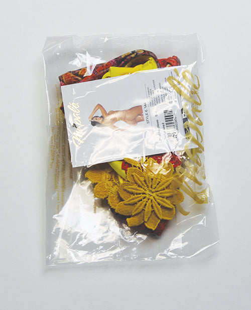 Blushing Bloom Triangle Top w/Side Tie Thong 2 pc Set - Multi-Color L/XL