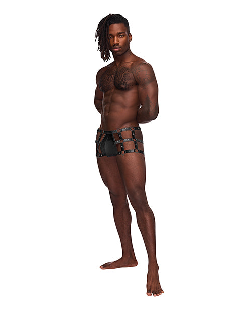 fetish-vulcan-nylon-spandex-caged-short-black-lxl image