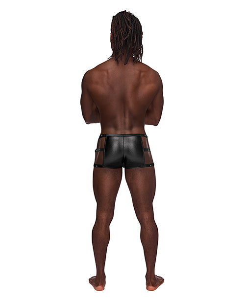 fetish-vulcan-nylon-spandex-caged-short-black-sm image