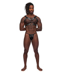 Leather Gemini Double Ring Harness Black O/S