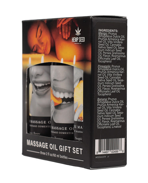 earthly-body-edible-massage-oil-gift-set-2-oz-banana-mango-pineapple image