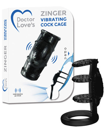 Doctor Love's Zinger Vibrating Cock Cage - Black
